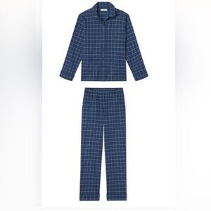 LAKE Men's Navy Blue Checkered Flannel Pajama Set